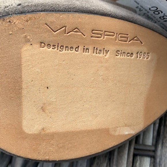 Via SPIGA Ivie Gray Suede & Leather Peep Toe Heels - Picture 14 of 16